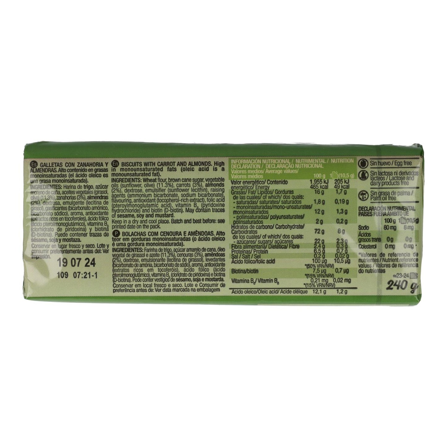 Biscoitos de Cenoura e Amêndoa Santiveri 240 g