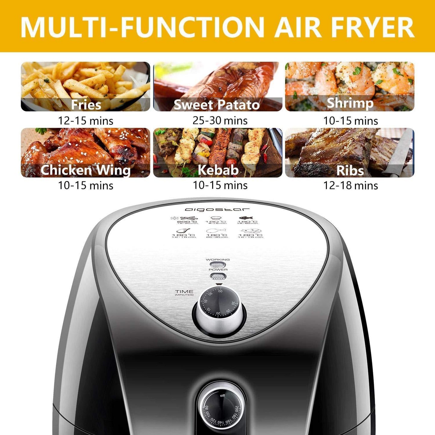 Fritadeira sem óleo 3,2 L 1400 W sem BPA