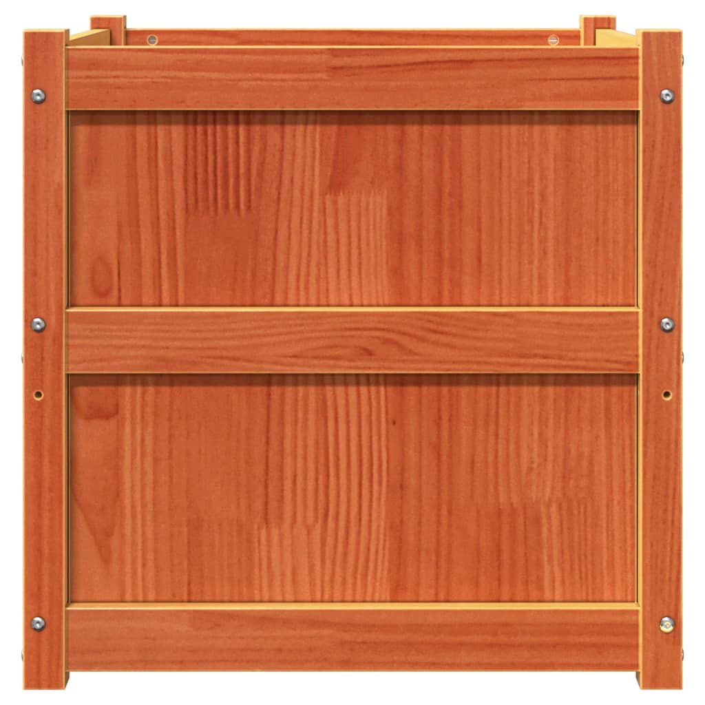 Jardinera Exterior Madera Maciza Pino Marrón Cera 60x60x60 Cm_5