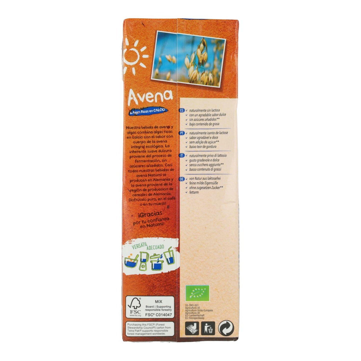 Pack 12x Bebida de Aveia e Algas Marinhas Natumi BIO 1 L