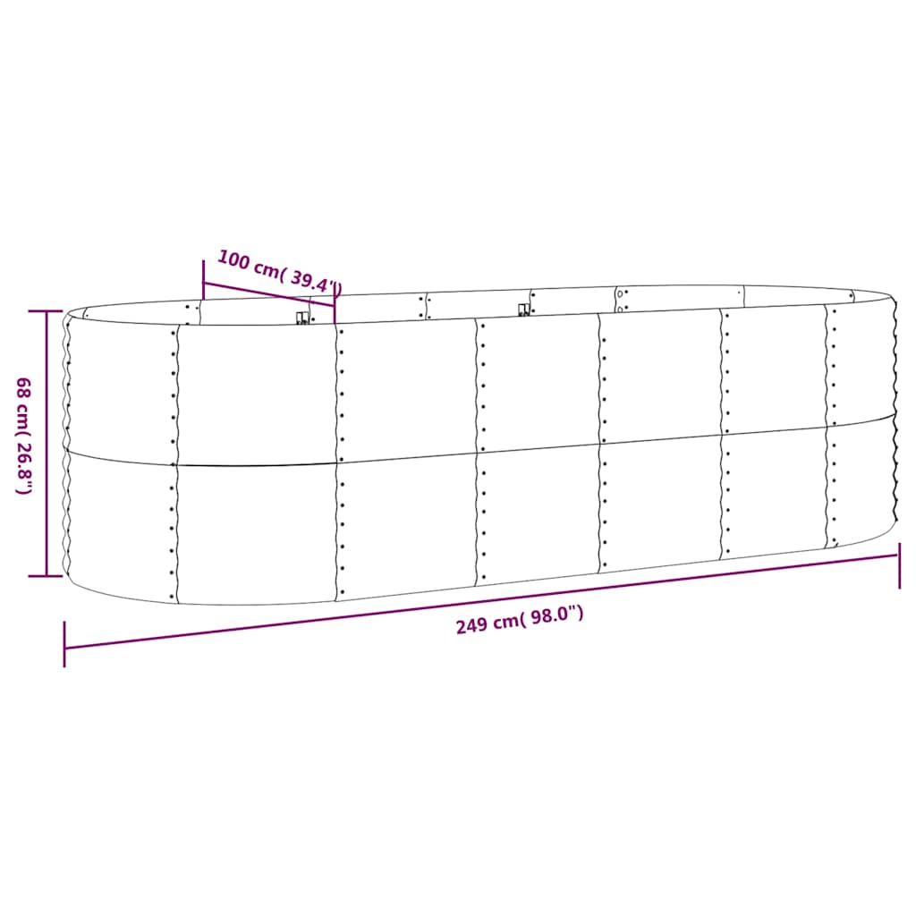 Jardinera Arriate Acero Galvanizado Antracita 249x100x68cm_5
