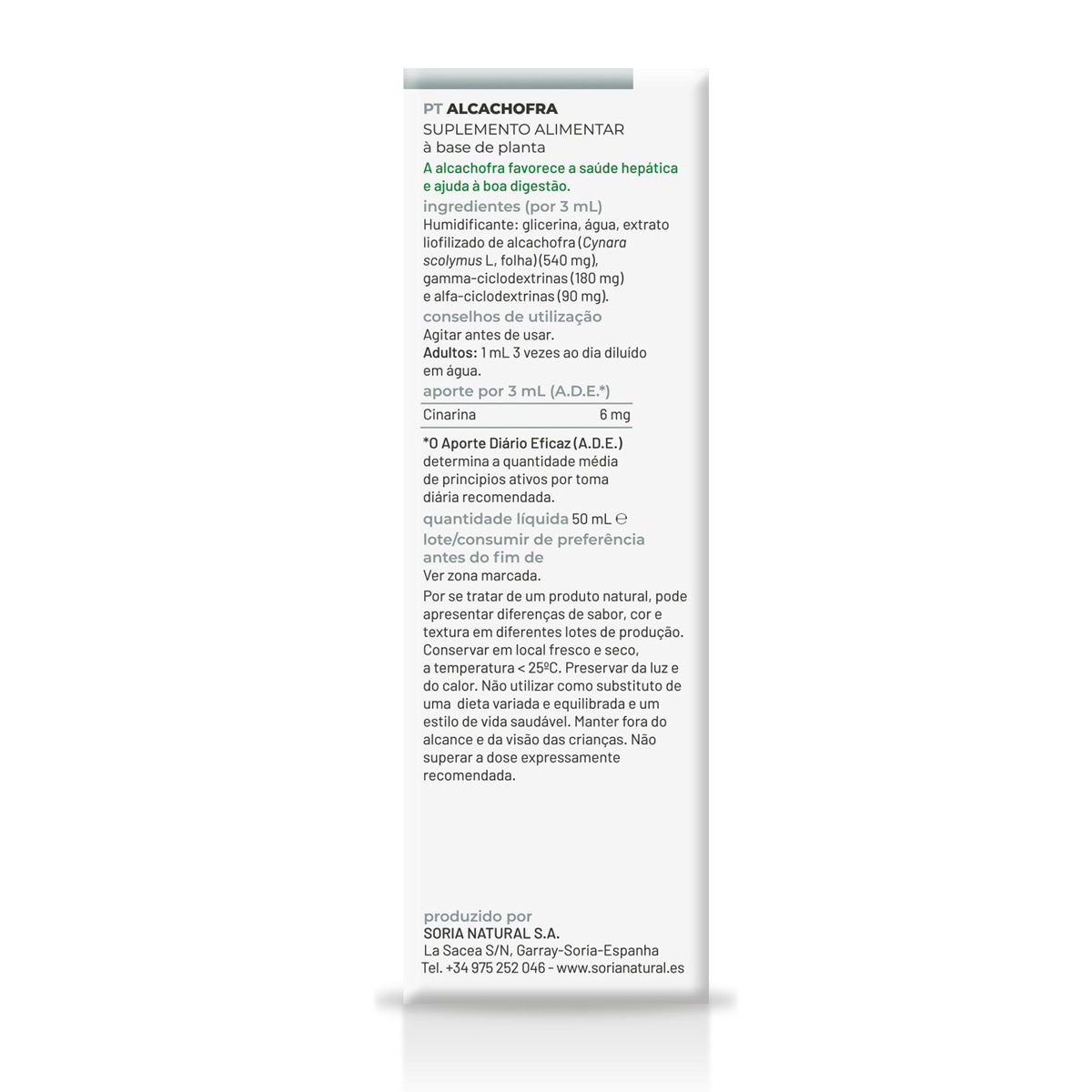 Extrato de Alcachofra Soria Natural, 50 ml