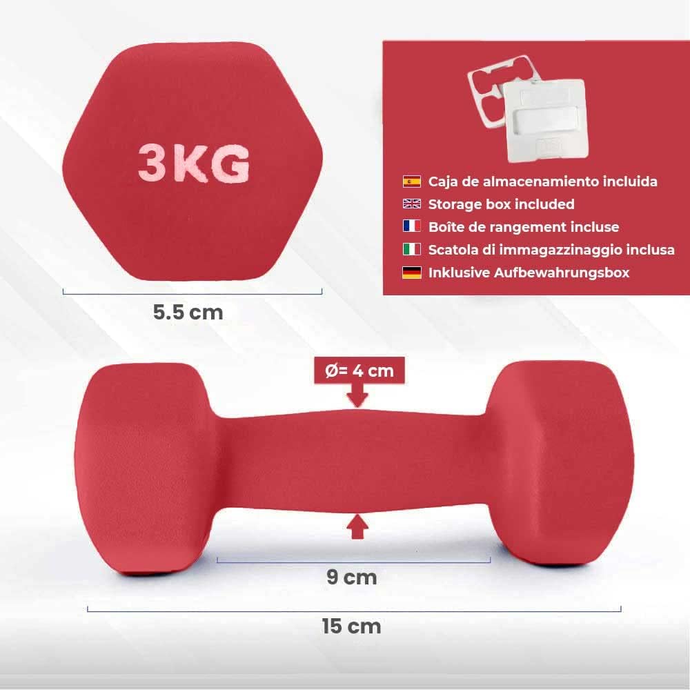 Kit De Mancuernas De Neopreno De 12kg (6 Unidades) Con Agarre Antideslizante_4