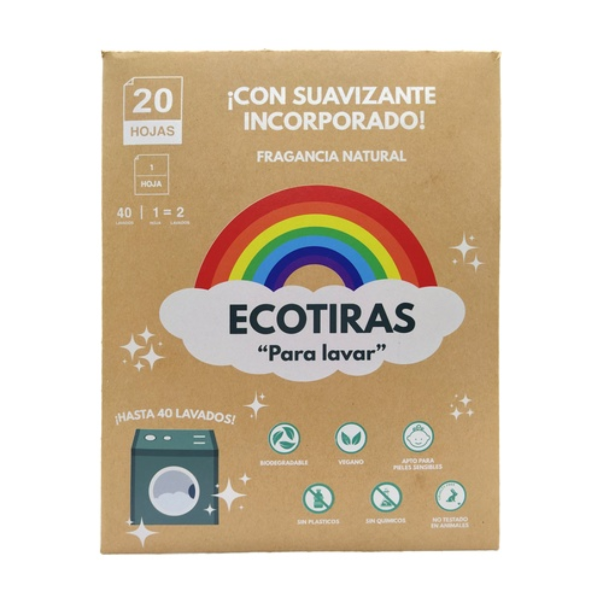 Embalagem de 3 Ecostrips Detergente para Máquina de Lavar Roupa com Amaciador 20 Tiras (40 Lavagens)