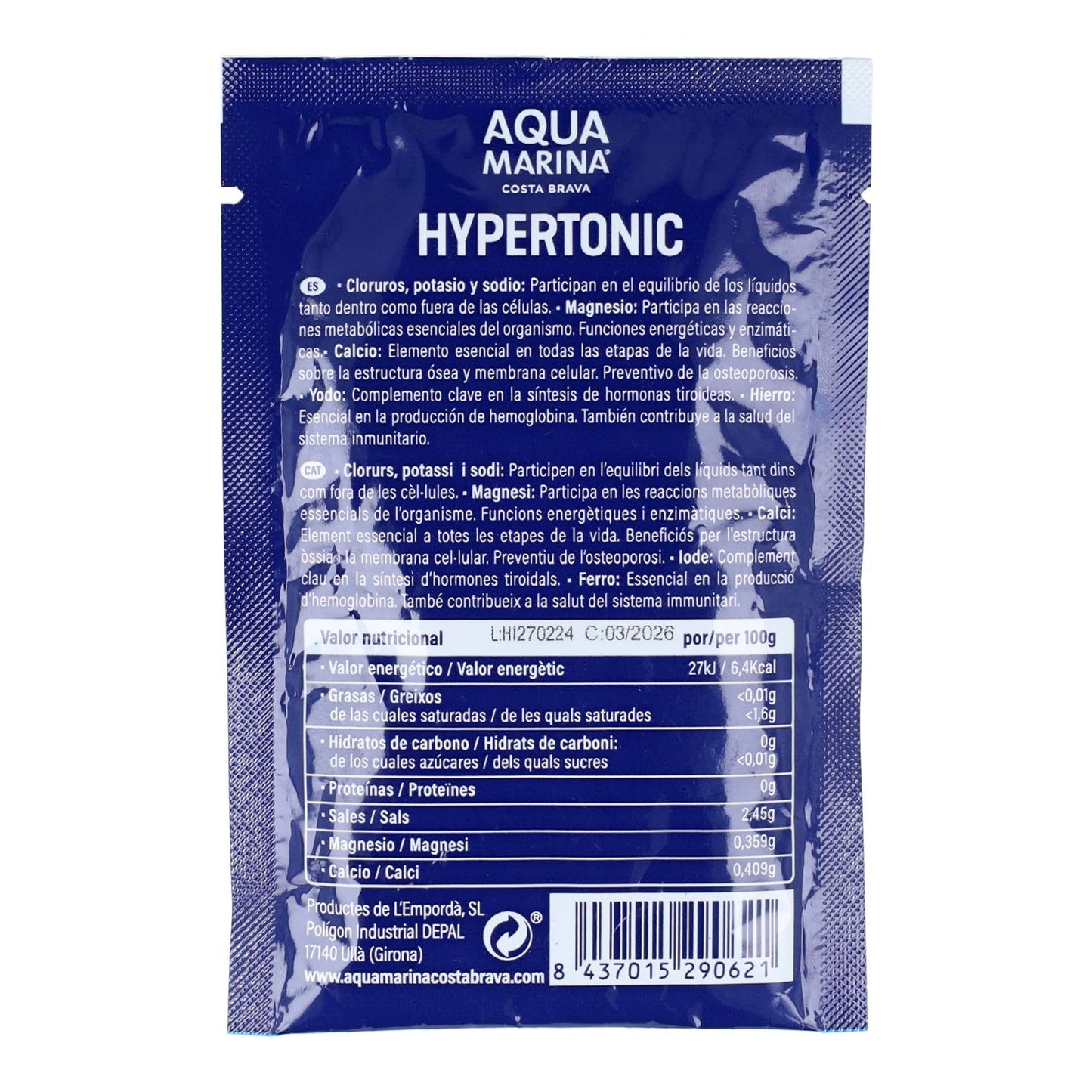 Pack x24 Sticks Água Marinha Hipertónica 30 Ml.