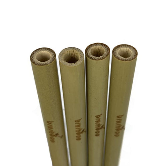 Embalagem com 4 palhinhas de bambu e limpador Brushboo