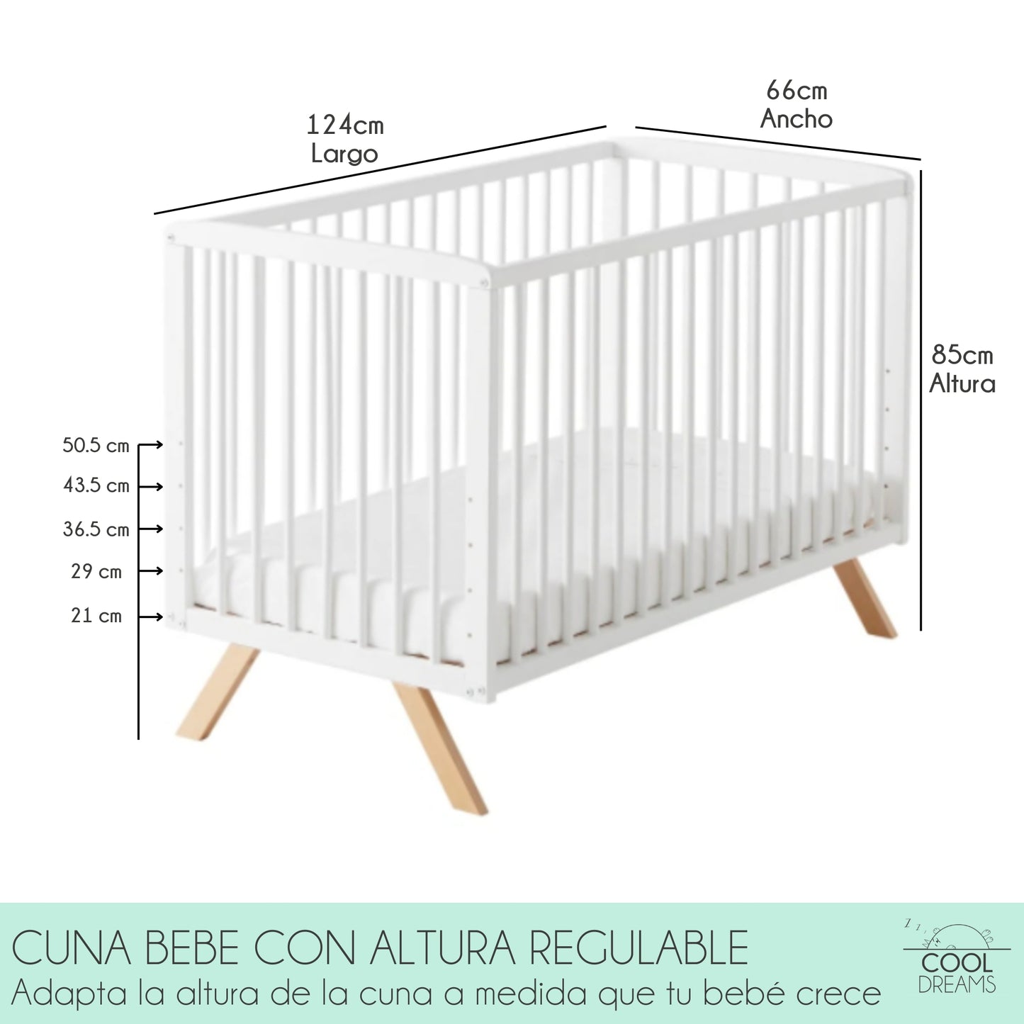 Cuna Colecho De Bebé Nuru Estilo Nórdico 120x60 Cm, Con Kit Colecho Y Colchón Morfeo_5