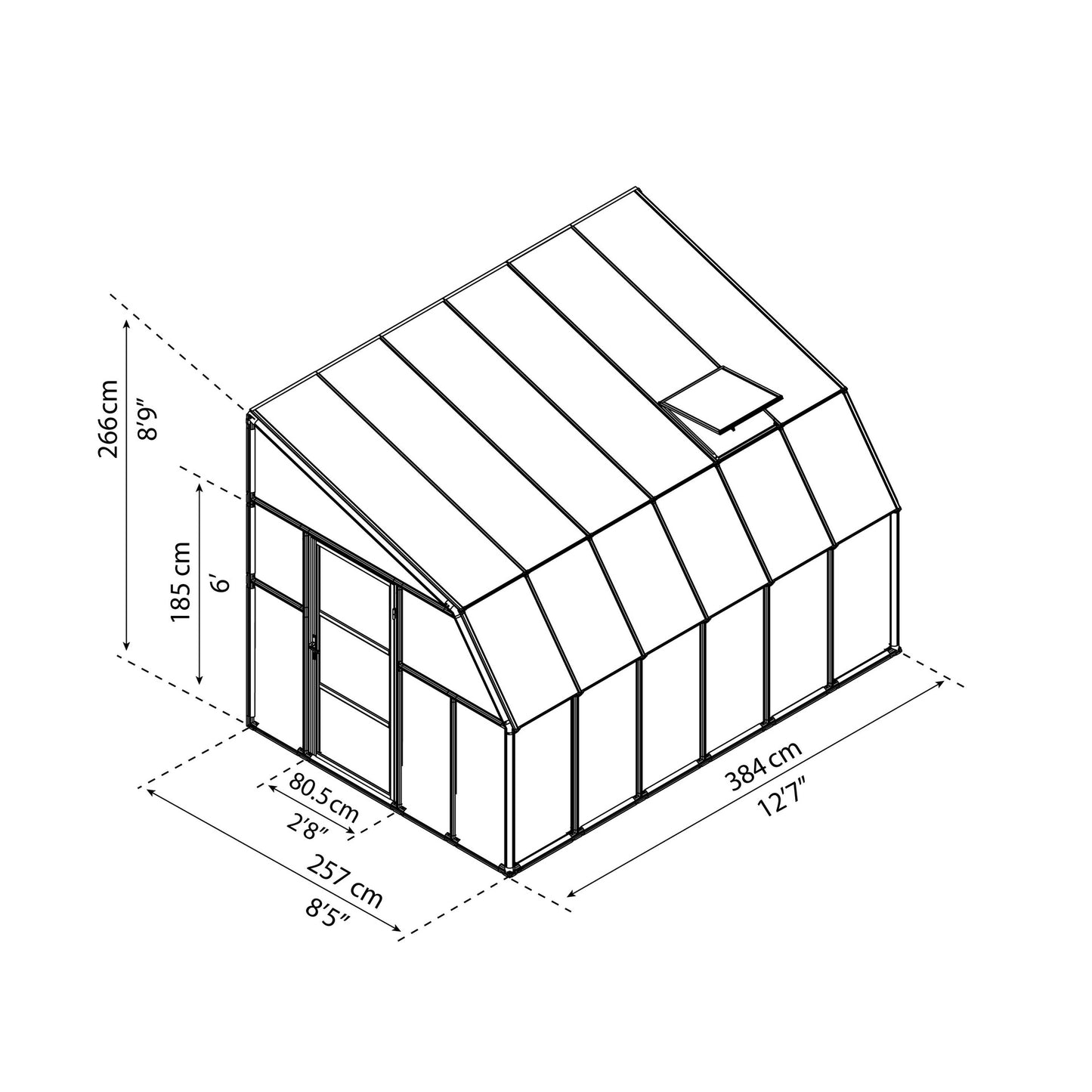 Pérgola fechada para solário 384x257 cm
