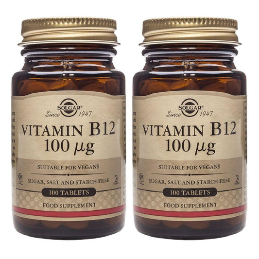 Embalagem com 2x Vitamina B12 100mcg Solgar 100 Comp