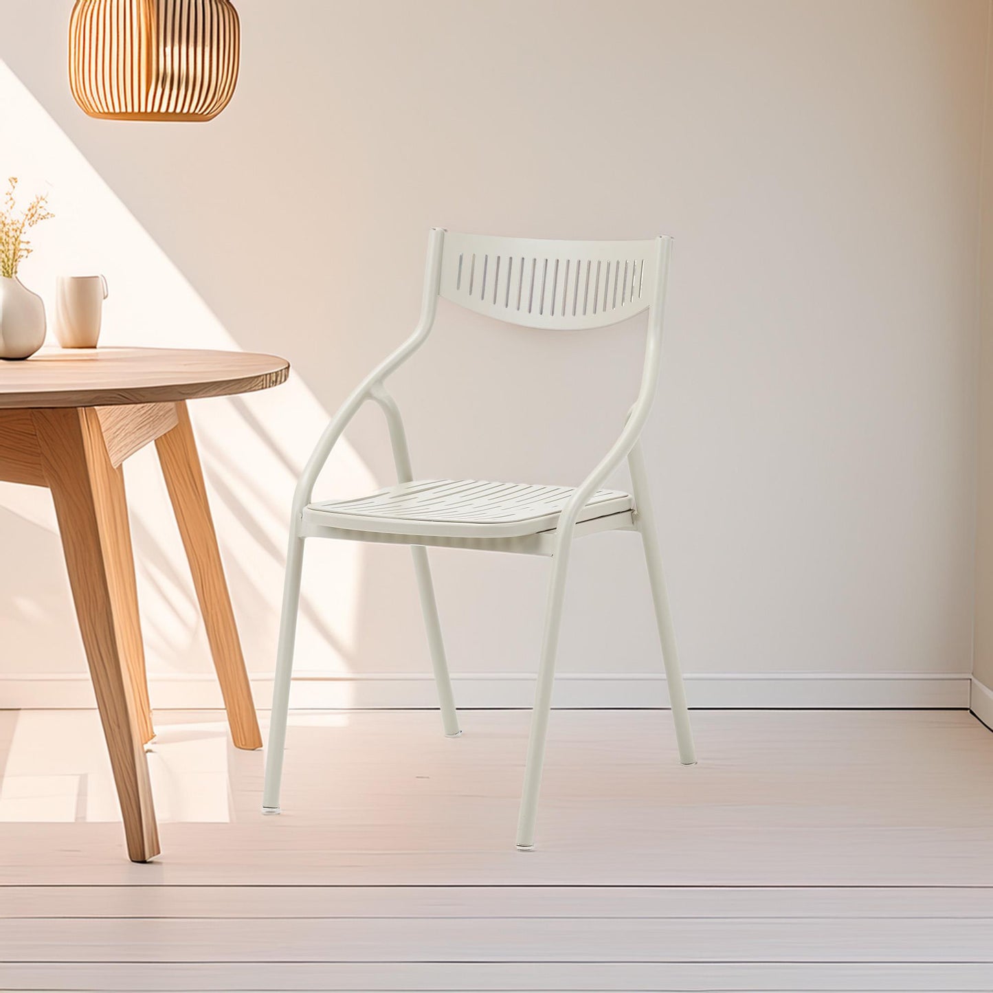 Silla Alba Blanca De Aluminio - Moderna Y Duradera 60x55x95cm - Well Home_2