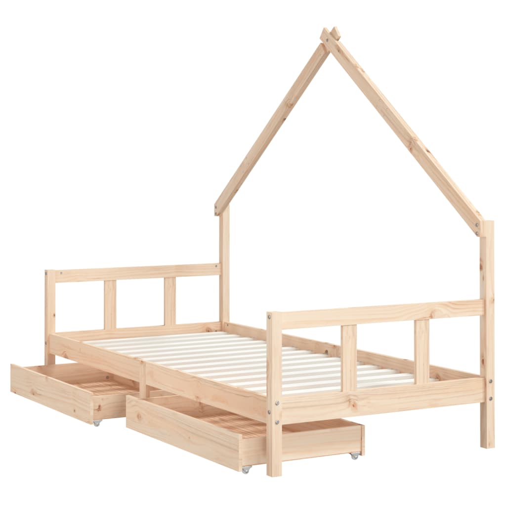 Estructura De Cama Infantil Con Cajones Madera Pino 90x190 Cm / Vetonek_5