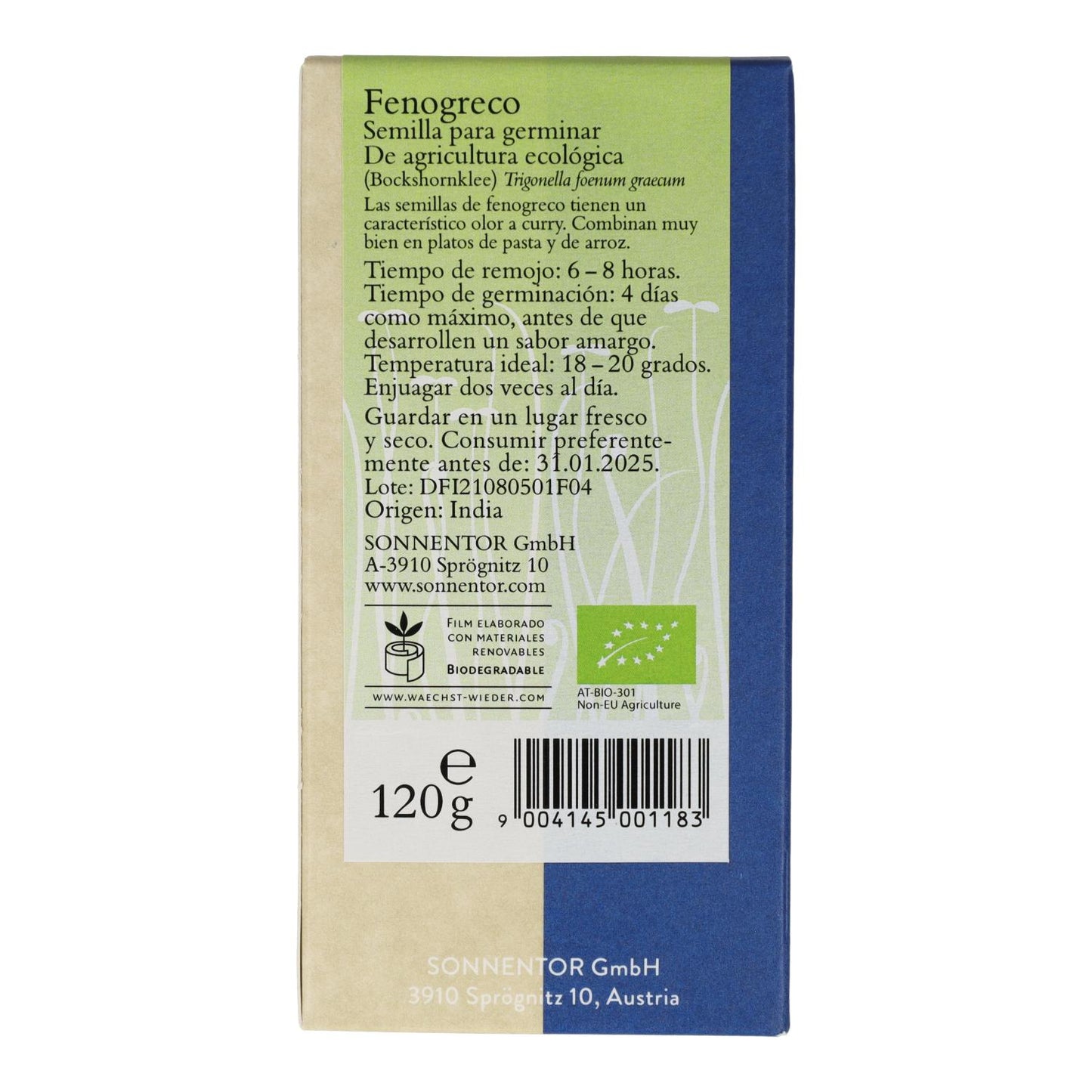 Sementes orgânicas de feno-grego para germinação