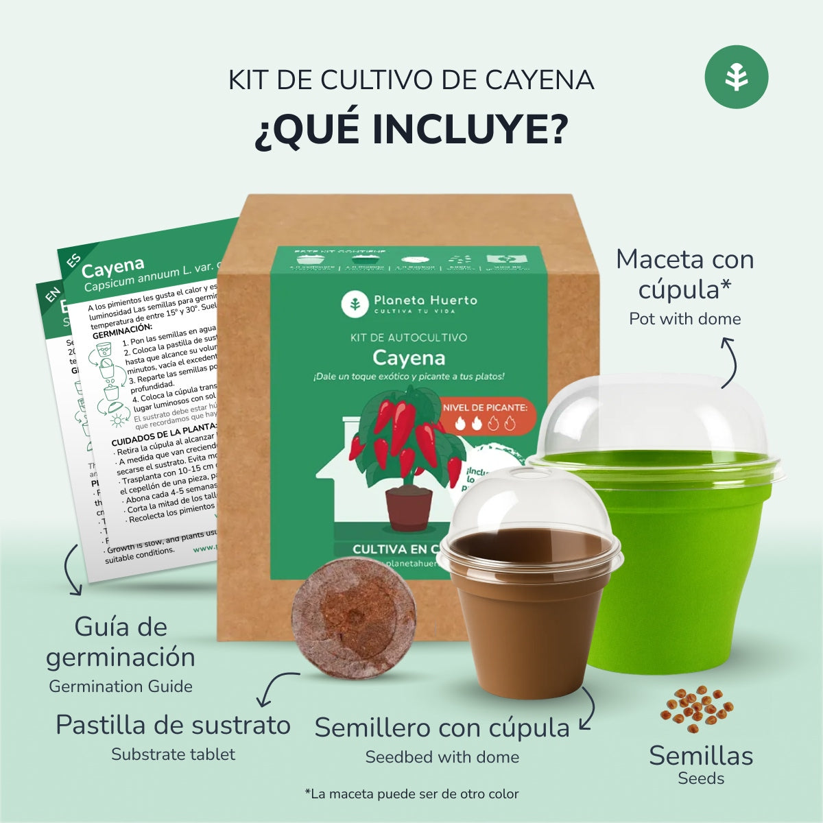 Kit de auto-cultivo de pimenta de Caiena Planeta Huerto