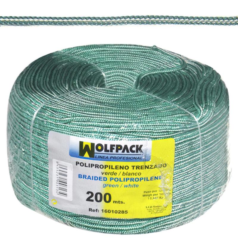 Cuerda Trenzada Polipropileno Blanca / Verde (bobina 200 M.)_0