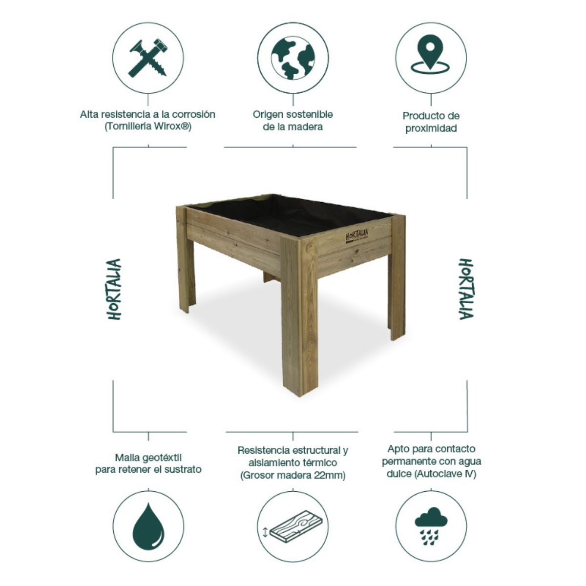 Mesa de cultivo Gardenbrico Hortalia 120 x 80 x 80 cm