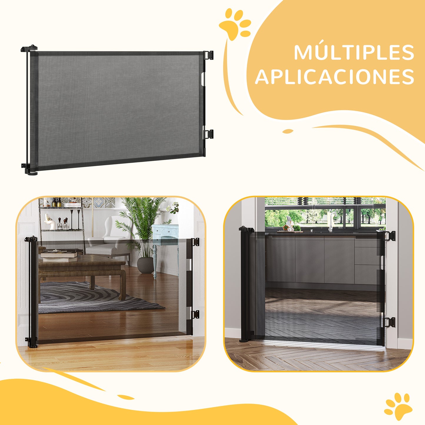 Pawhut Puerta De Seguridad Para Perros Extensible 0-150 Cm Para Escaleras Negro_5