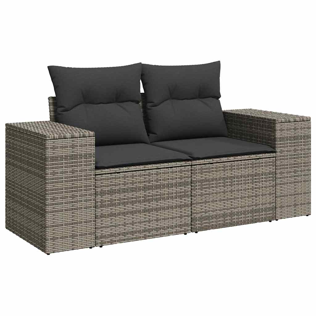 Set De Sofás De Jardín 7 Pzas Con Cojines Ratán Sintético Gris / Vetonek_5