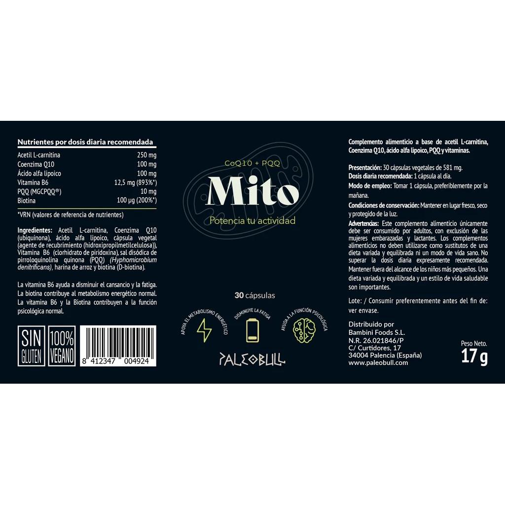 Mito Health Potenciador da Atividade Mitocondrial Paleobull 30 cápsulas