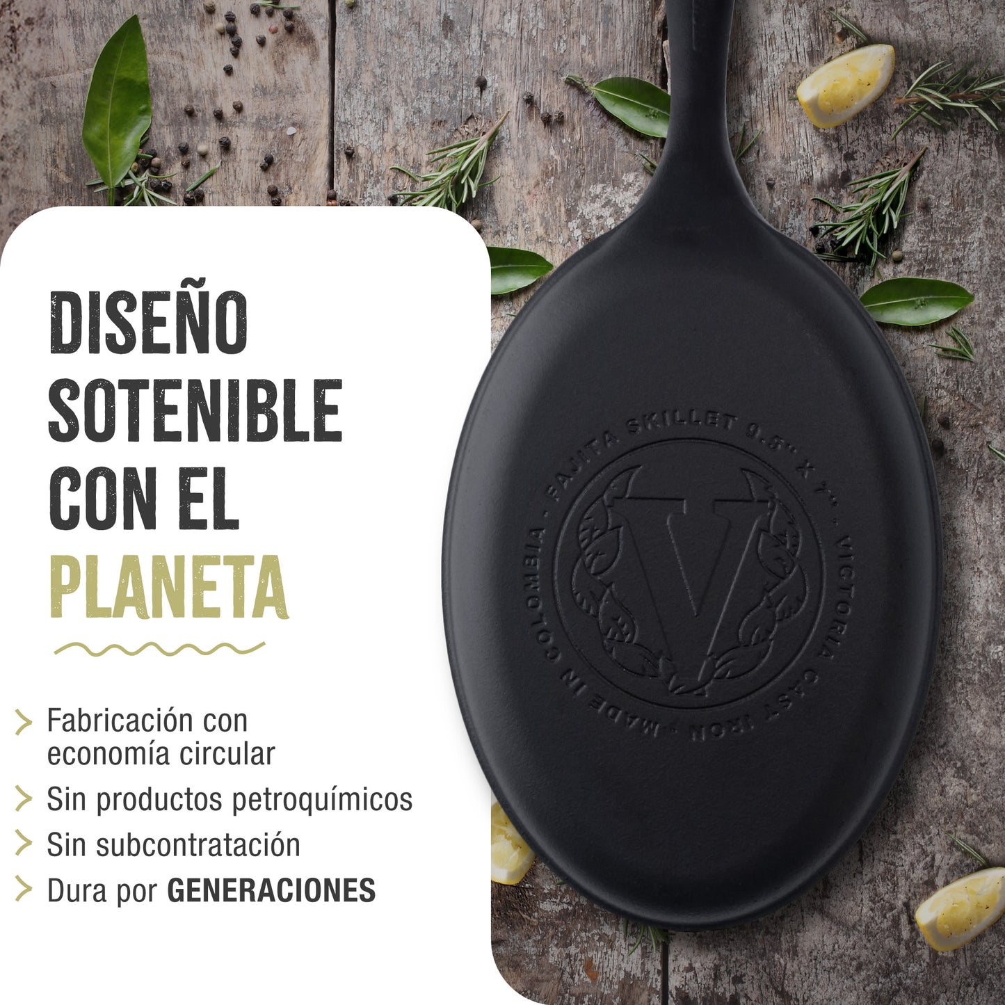 Victoria Sartén Fajita Hierro Fundido Esmaltado Inducción 25cm, Apta Fuego, Barbacoa Cast Iron Skillet, 32036, Negro_5