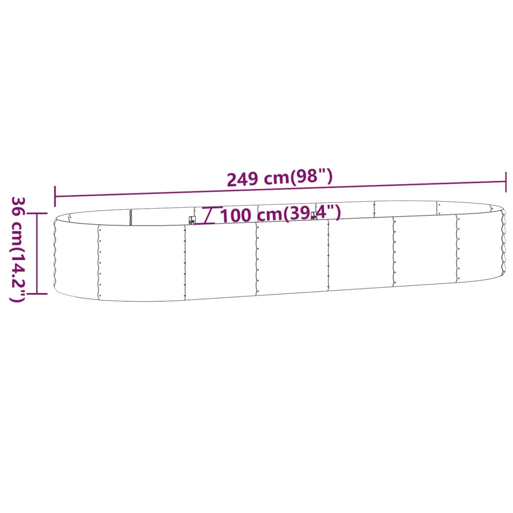 Jardinera Arriate Acero Galvanizado Plata 249x100x36 Cm_5