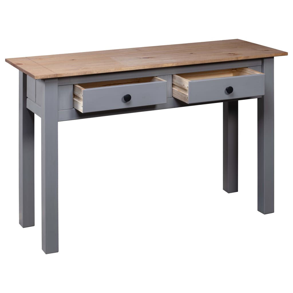Mesa Consola Madera Maciza Pino Estilo Panamá Gris 110x40x72 Cm_4