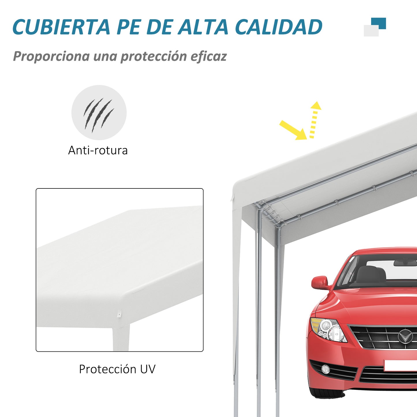 Outsunny Carpa Garaje Para Coche 4x4m Gazebo De Jardín Con Accesorios Blanco_5