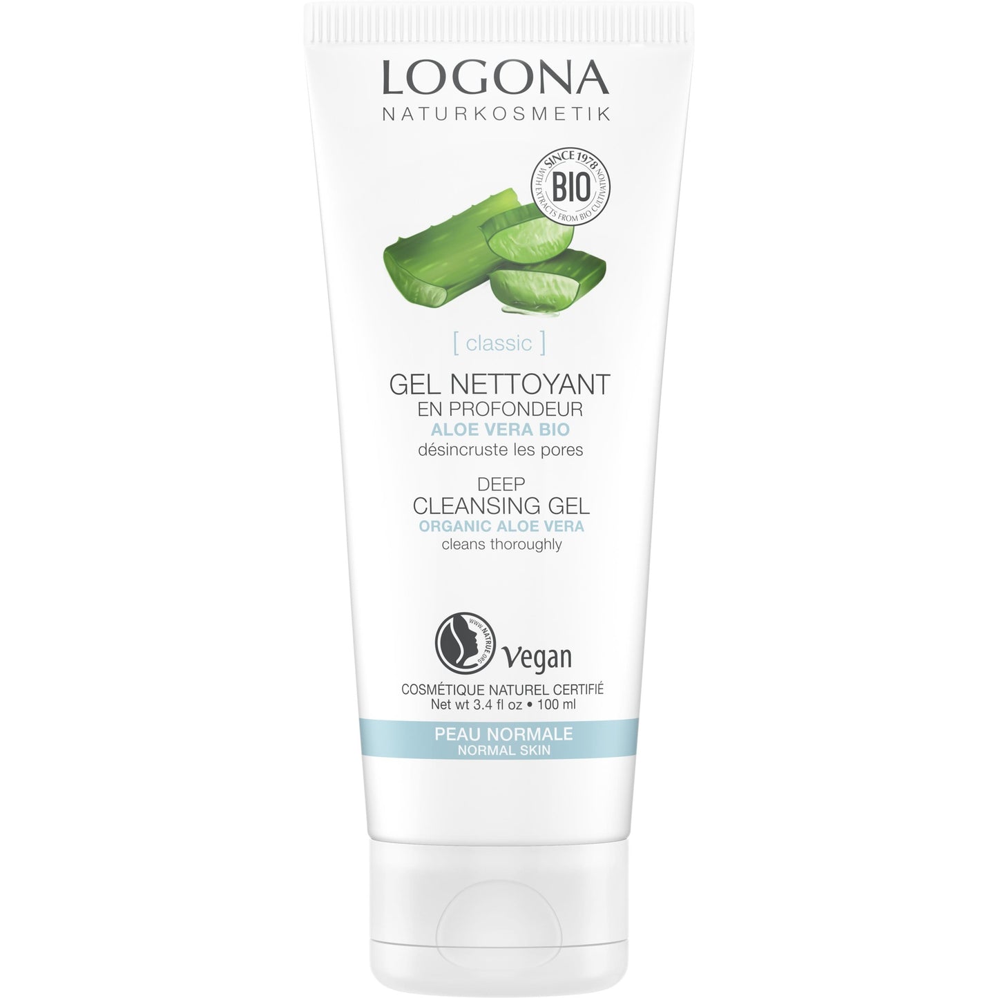 Gel de Limpeza Profunda Orgânico de Aloé Vera da Logona, 100ml
