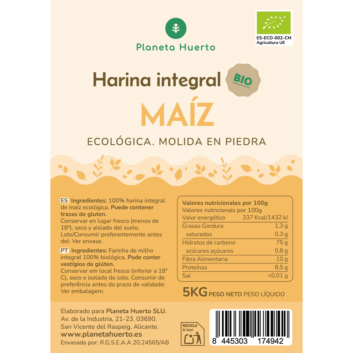 Farinha de Milho Integral Eco Planeta Huerto 5 Kg