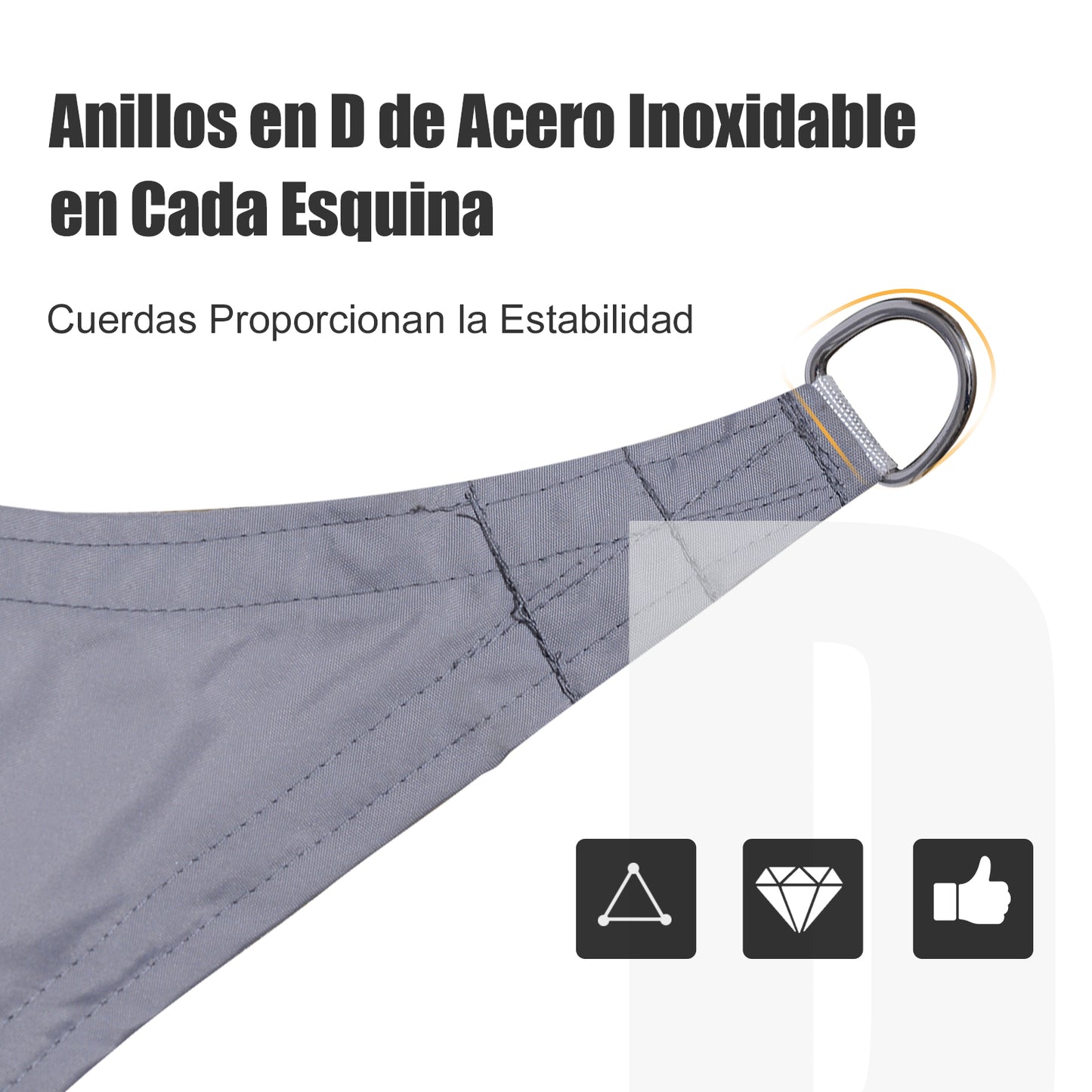 Outsunny Toldo Vela Triangular 5x5x5m Vela Sombra Para Terraza Jardín Camping_5