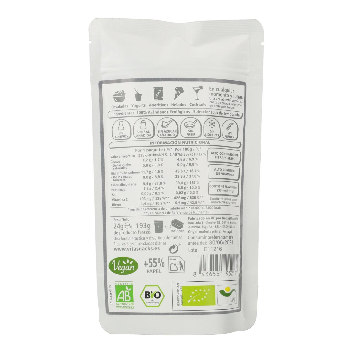 Mirtilos Crocantes VitaSnack 24 g
