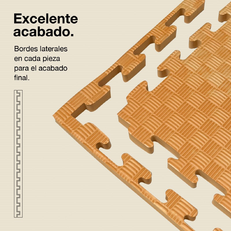 Jowy Tatami Puzzle 2cm 100x100cm, Pack 4 Unidades – Superficie 5 Líneas Madera