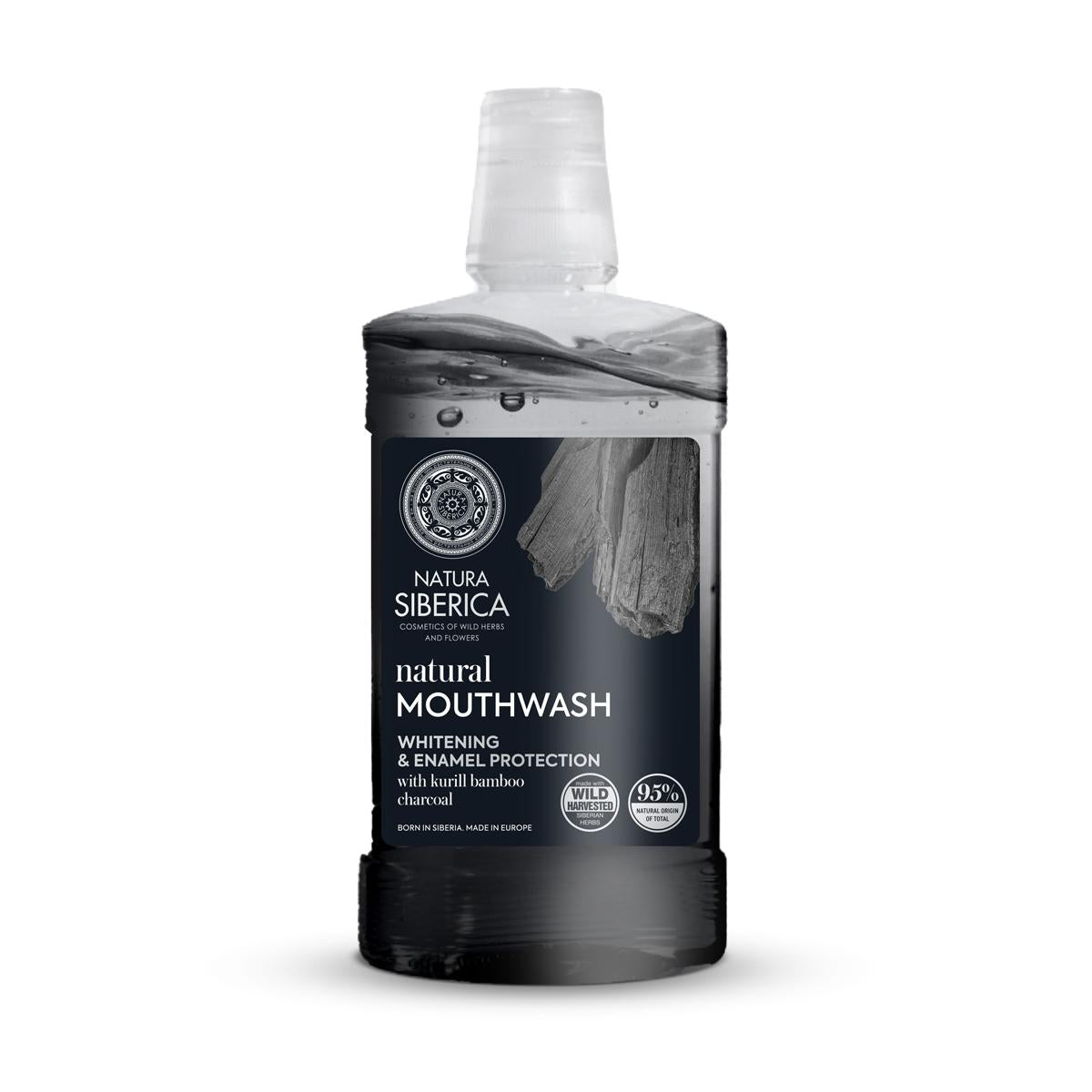 Colutório natural com carvão de bambu da Kuril Natura Siberica 520 ml