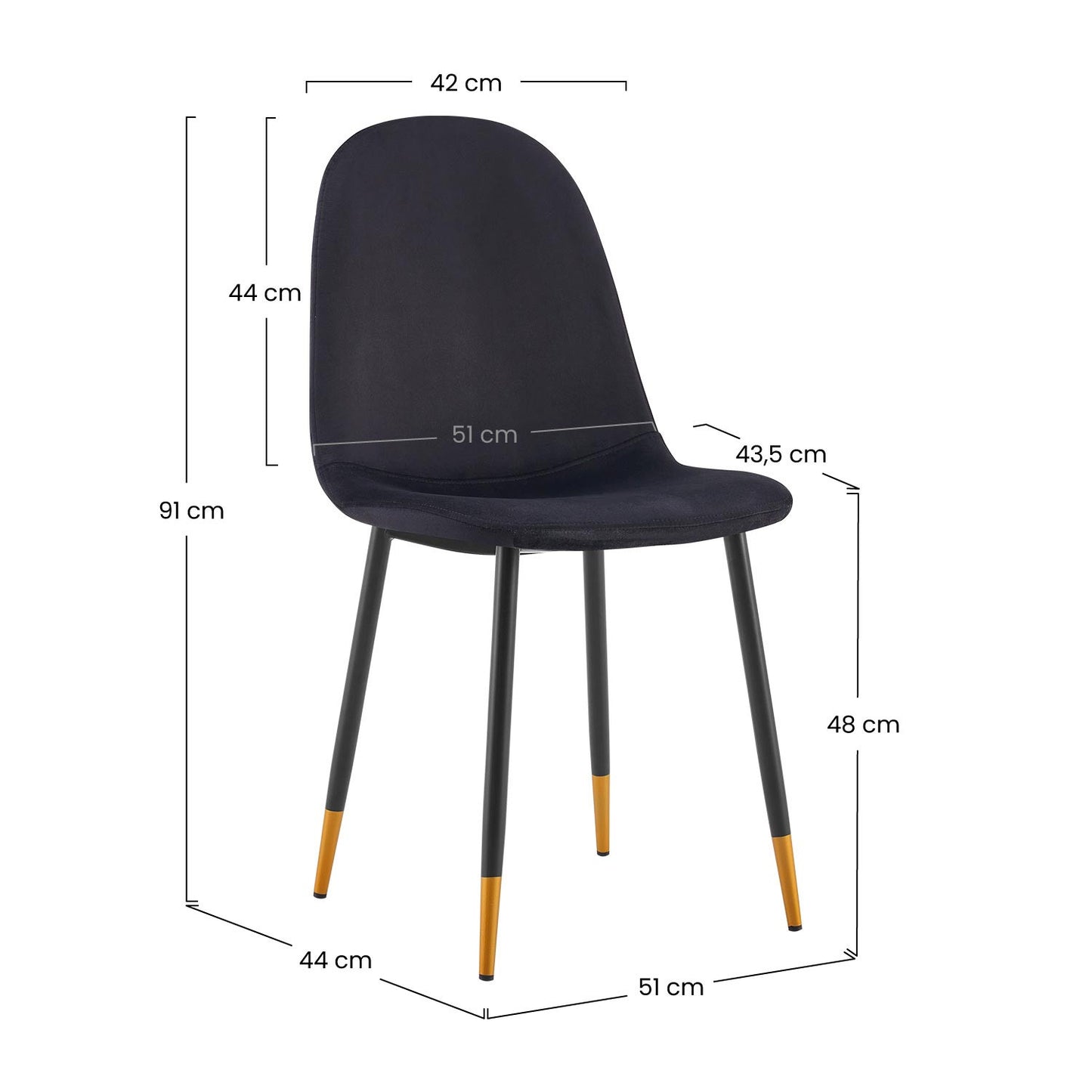 Pack 2 Sillas De Comedor Terciopelo Lonche 91x51x44cm Thinia Home_5