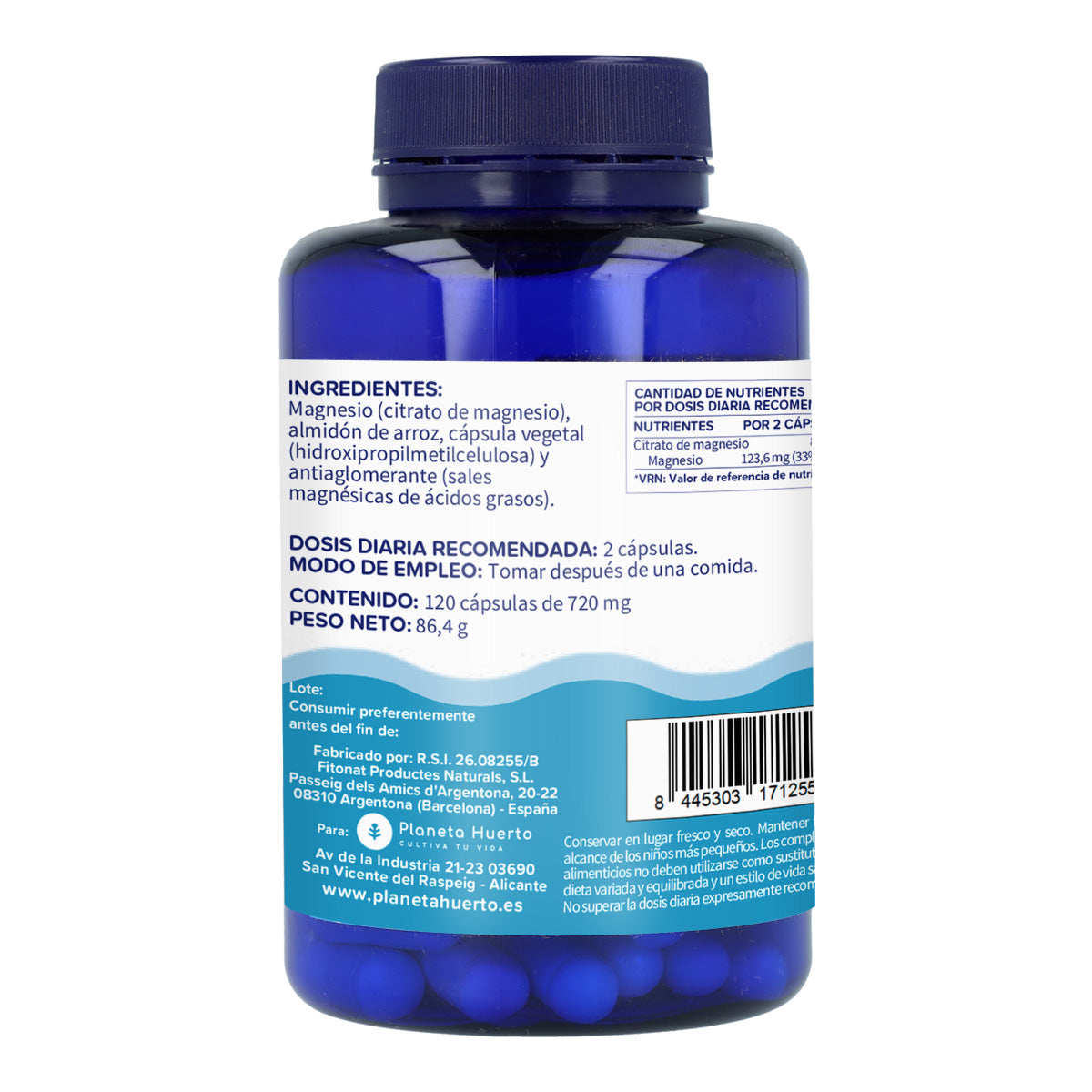 Citrato de Magnésio Planeta Huerto 120 Cápsulas