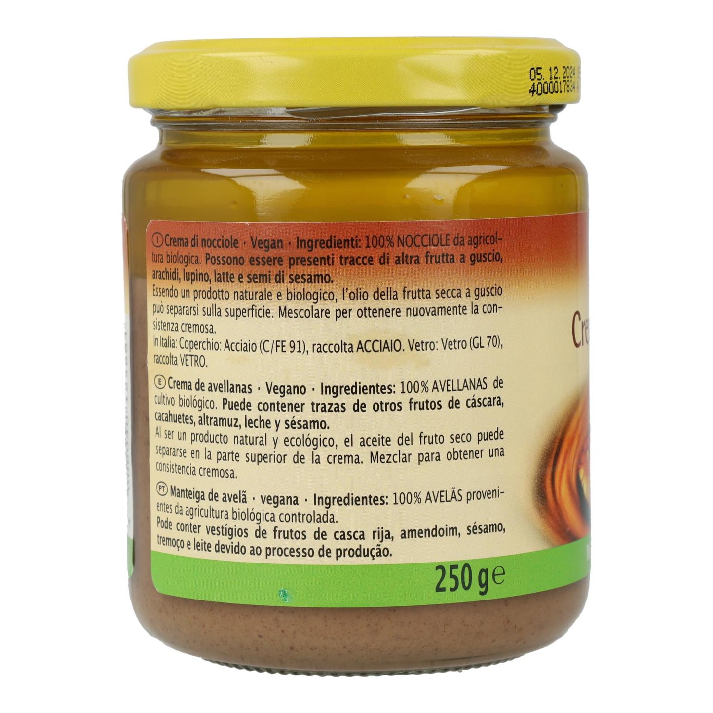 Creme de Avelã Biológico Rapunzel 250 gr