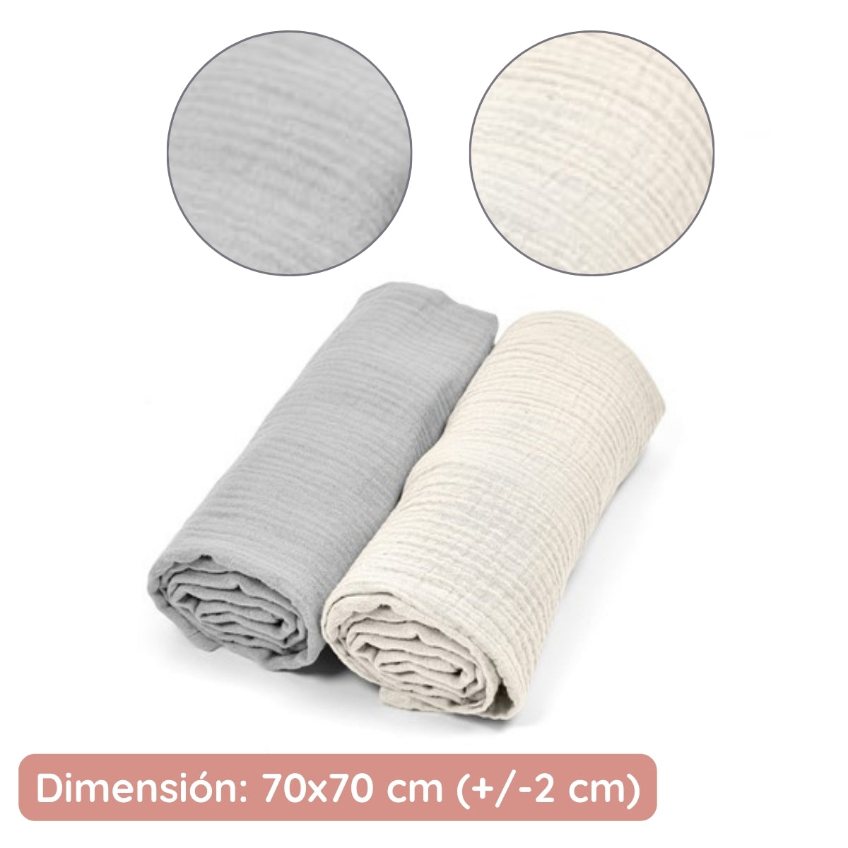 Cotton Color Pack 2 Muselinas De Algodón 70x70 Para Bebé Cotton Color Albero Mio_3