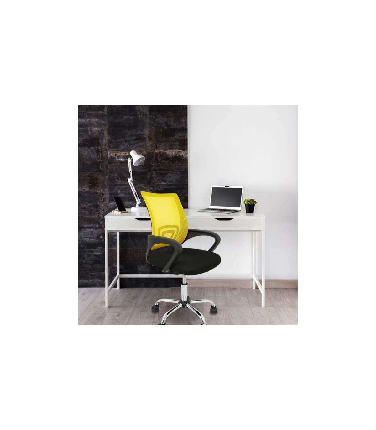 Silla Despacho Giratoria Logic Tapizada En Tejido Transpirable Amarillo/negro, 90-102 Cm(alto)60 Cm(ancho)60 Cm(largo)_0