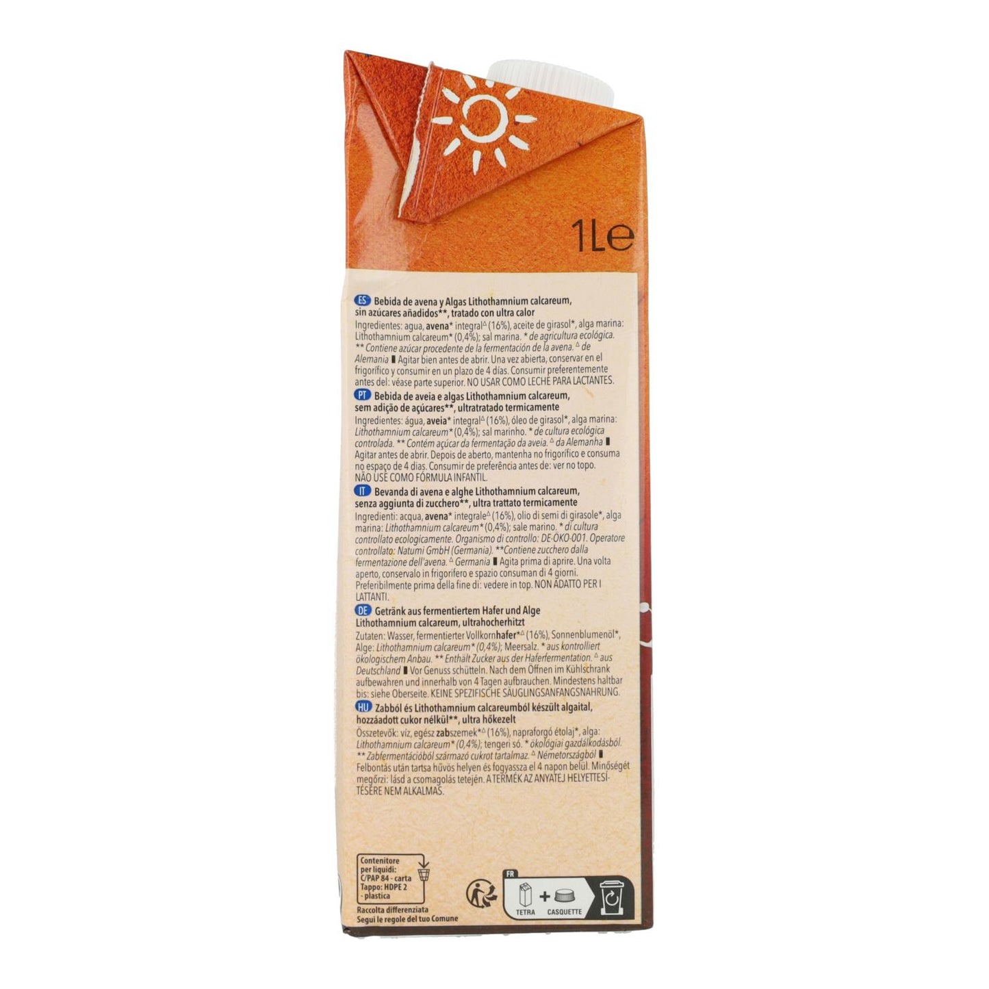 Pack 12x Bebida de Aveia e Algas Marinhas Natumi BIO 1 L