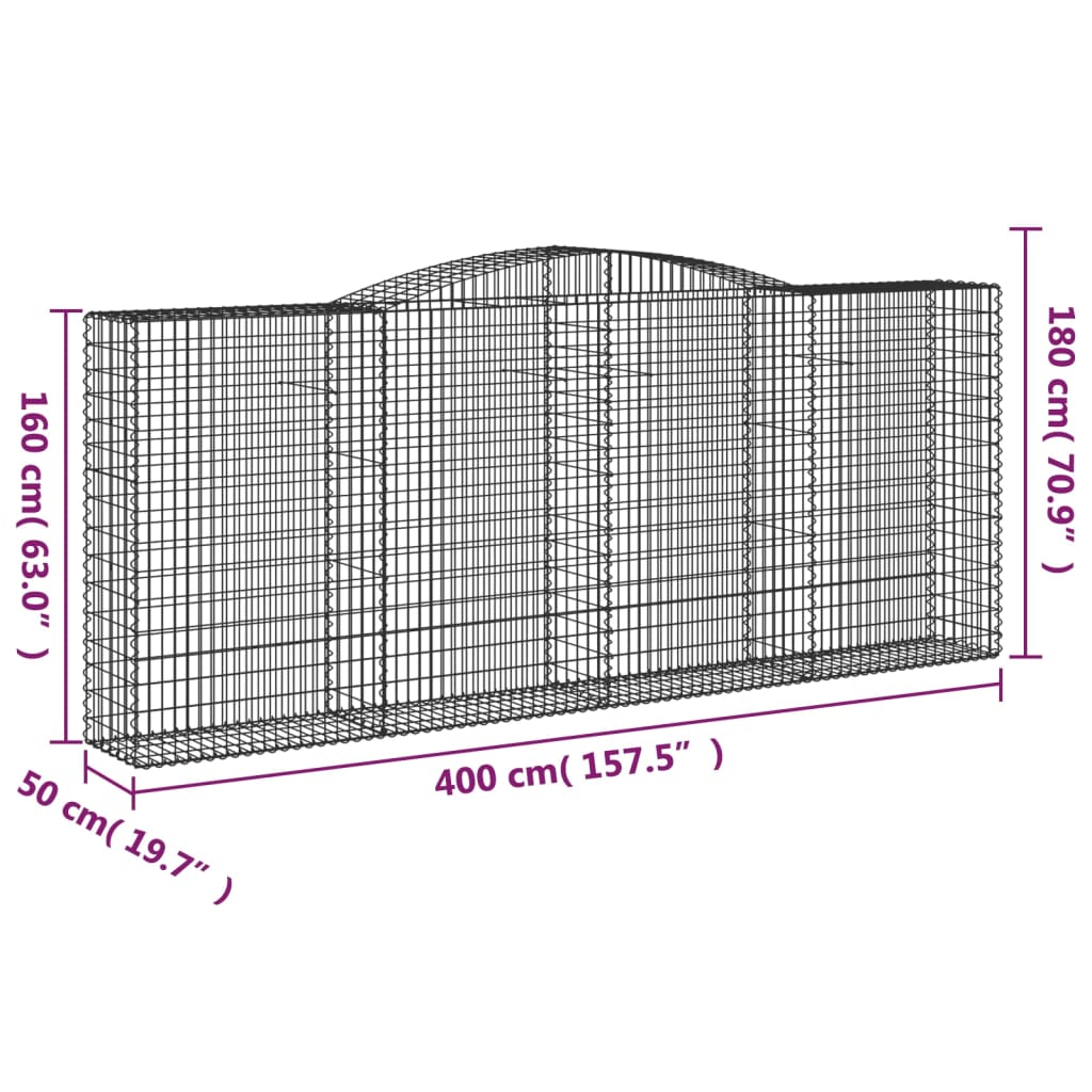 Cestas De Gaviones 20 Uds Forma De Arco Hierro 400x50x160/180cm_5