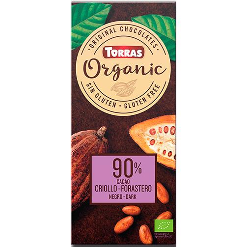 Chocolate Negro 90% Cacau Crioulo Bio Vegan Torras 100 gr