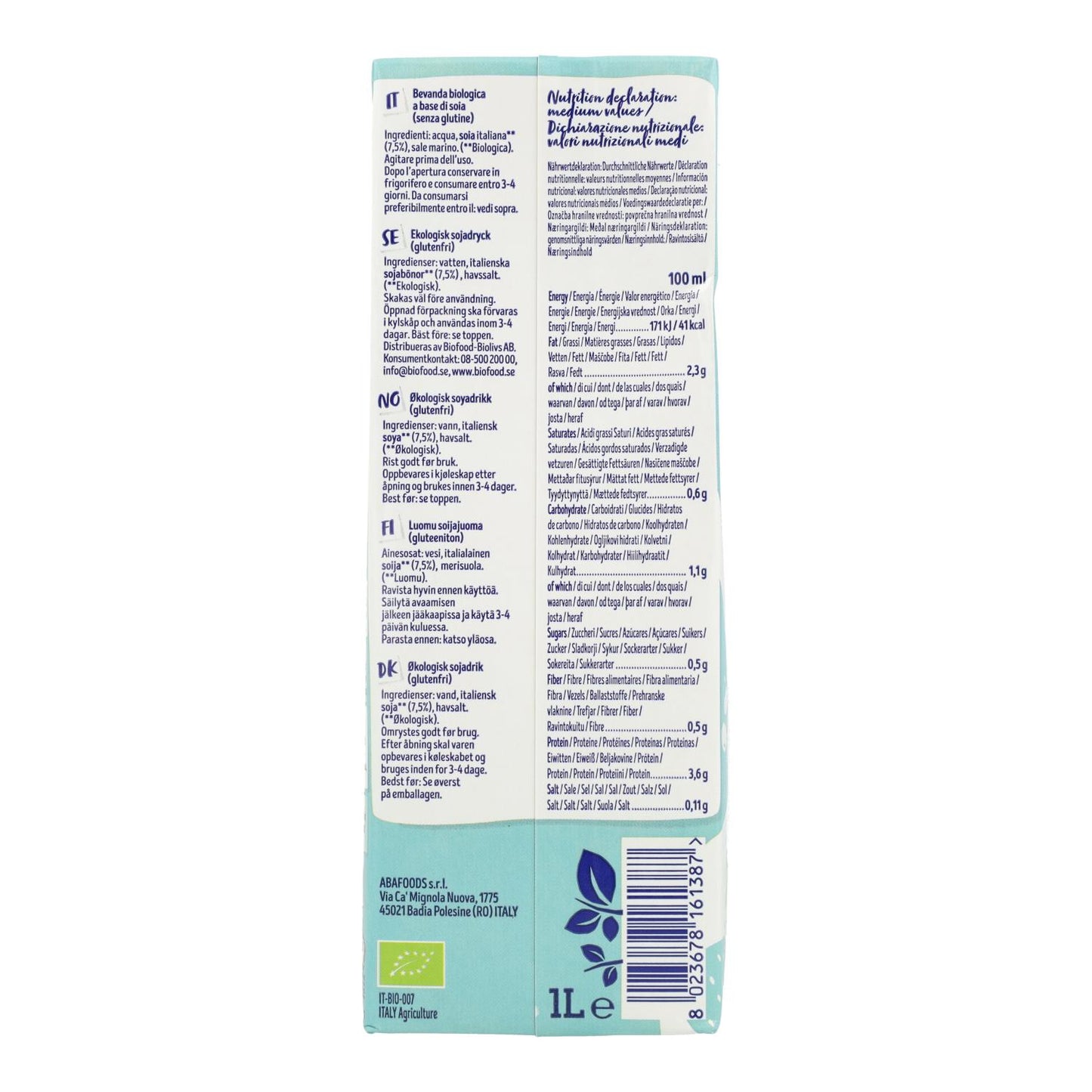 Bebida de soja biológica Isola Bio 1 L