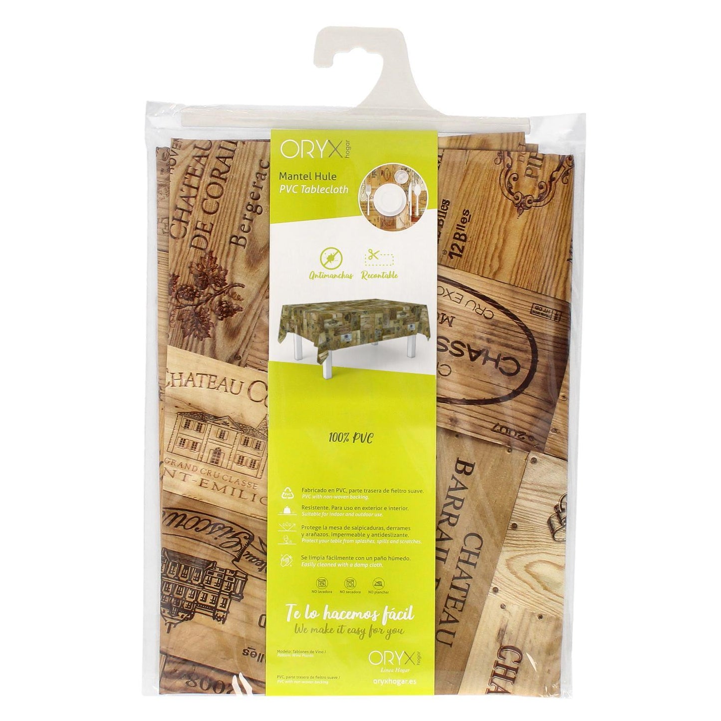 Mantel Hule Rectangular Tablones Vino Impermeable Antimanchas Pvc 140x250 Cm. Recortable Uso Interior Y Exterior_3