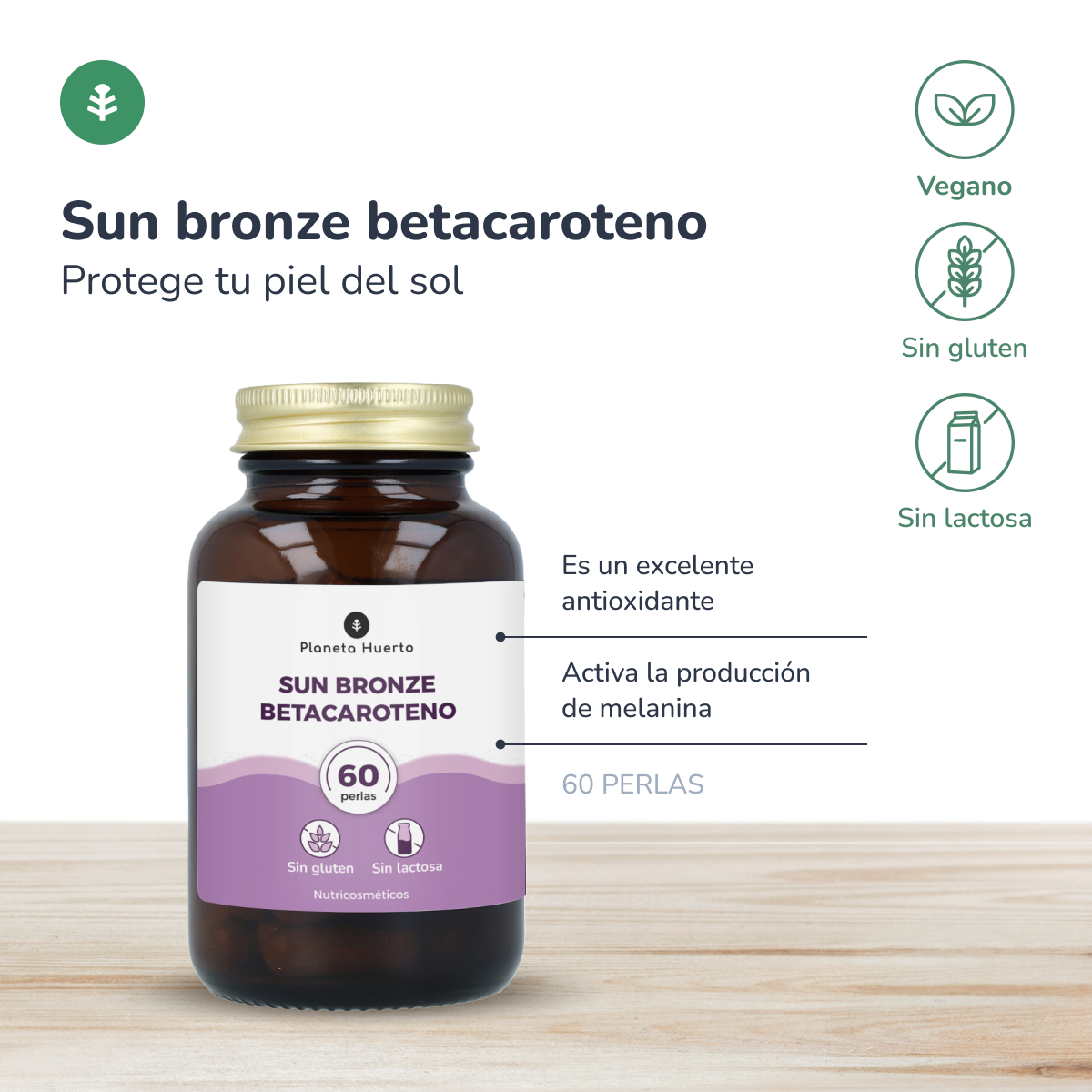 Pack de 3 Bronzeadores Solares Betacaroteno Planeta Huerto 60 pérolas