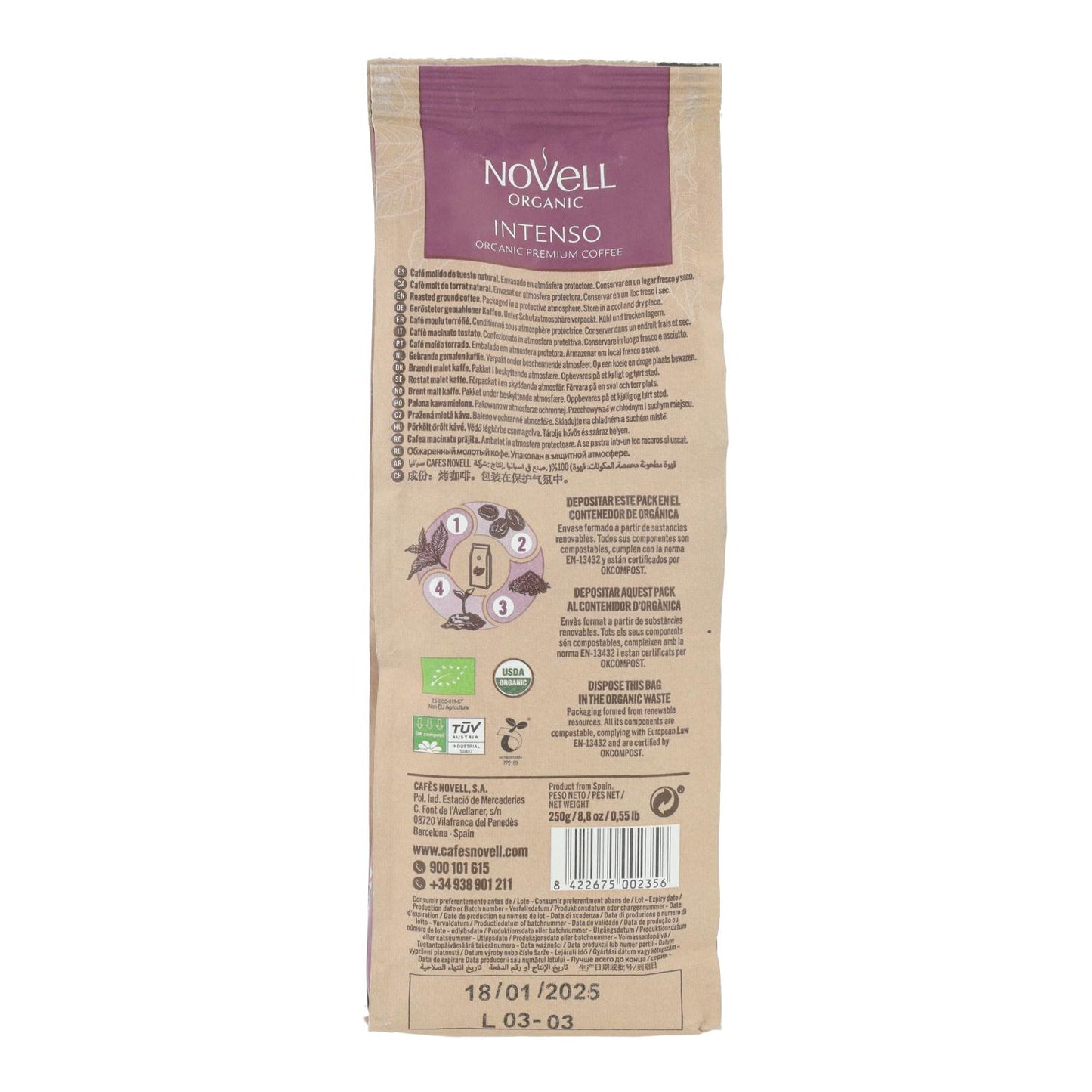 Café moído biológico intenso 250g
