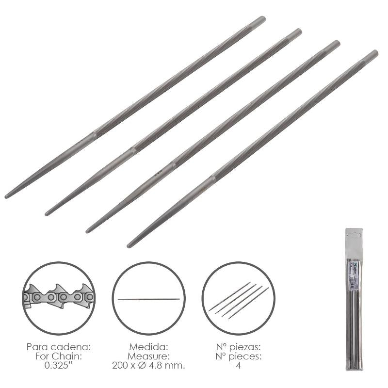 Limas Cadena Motosierra 200 X Ø 4.8 Mm. 0.325 (pack 4 Piezas)