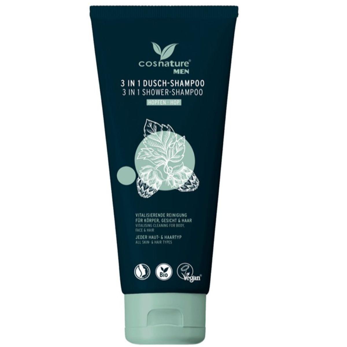 Gel de banho e champô 3 em 1 Hops da Cosnature para homem, 200 ml