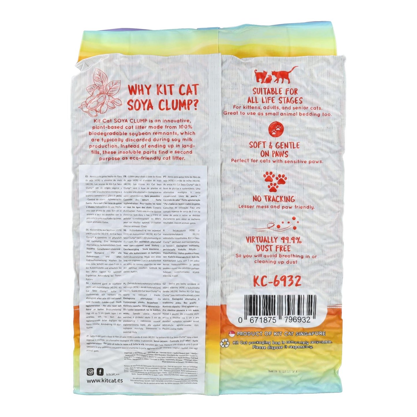 Kit de areia para gatos Eco SoyaClump - Areia para gatos Confetti 7 L