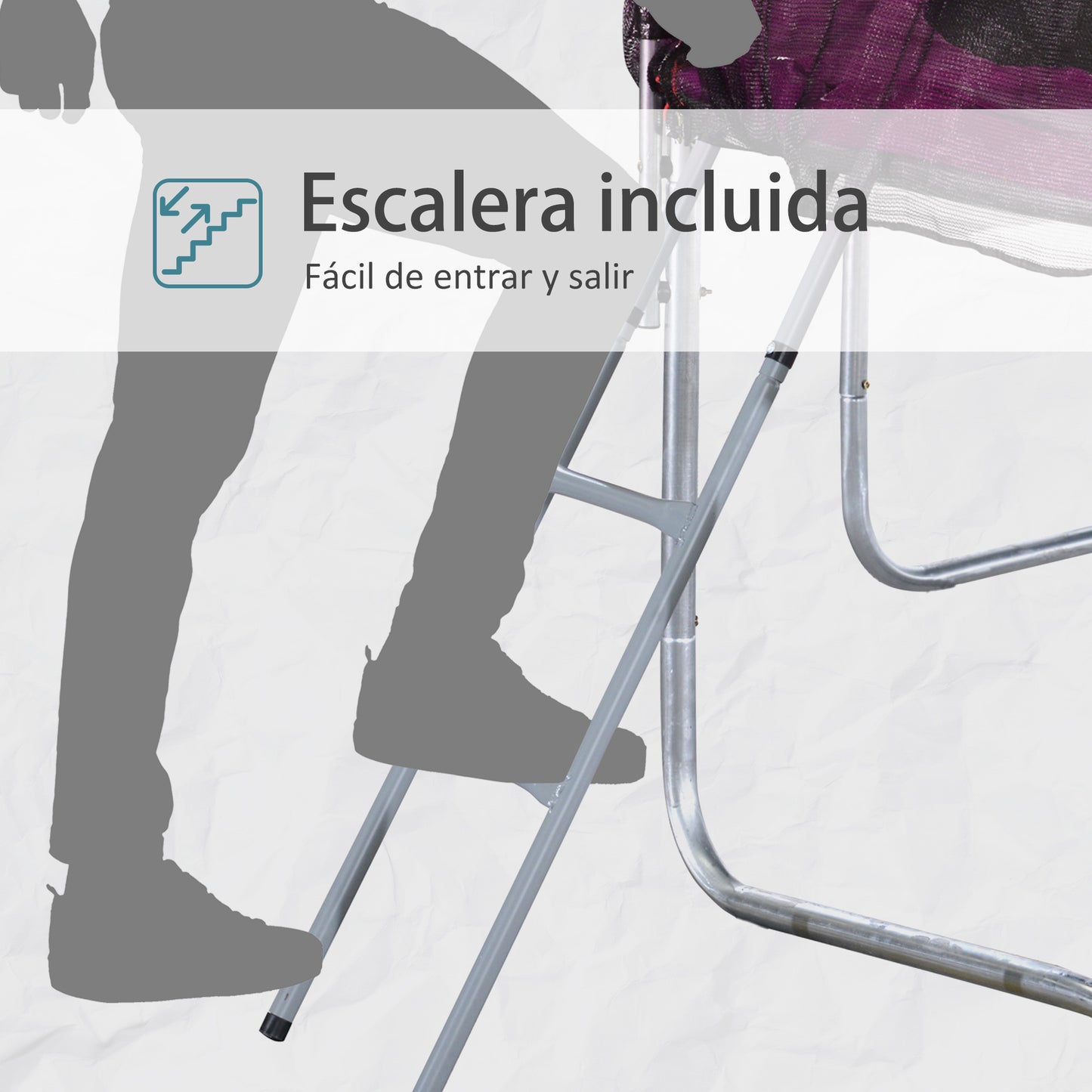 Homcom Trampolín De Exterior Multiuso Con Red Seguridad Y Escalera Carga 100kg_5