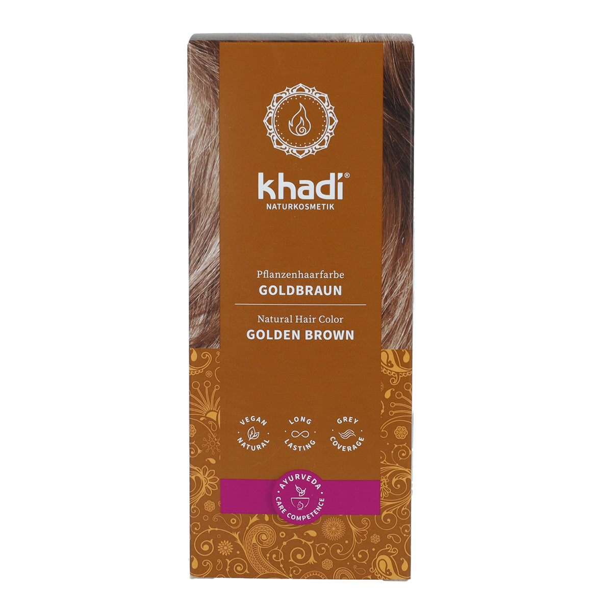 Pack de 2 tinturas de cabelo Khadi castanho dourado natural 100 g