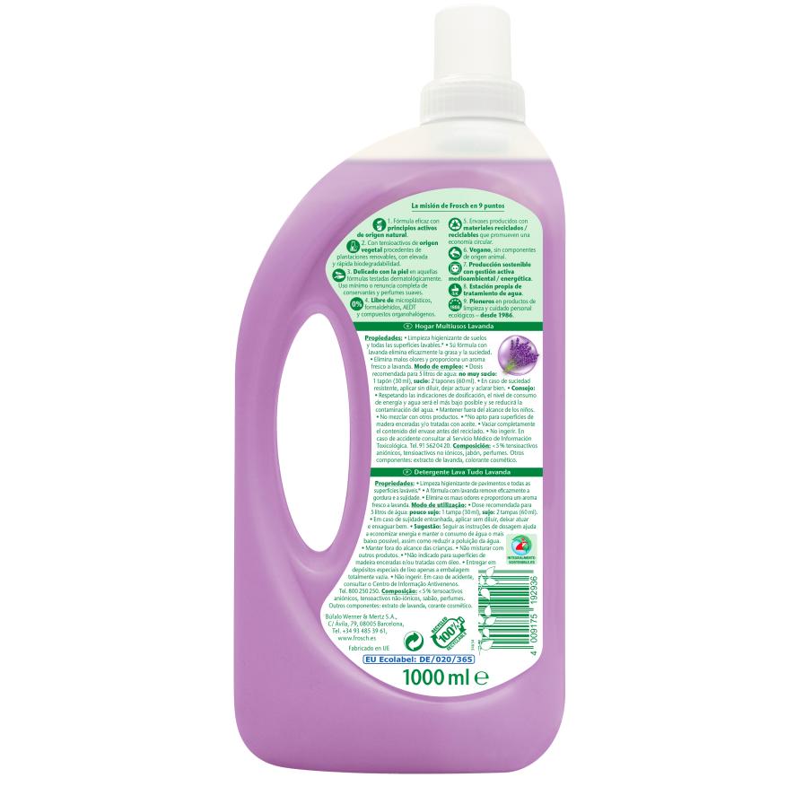 Embalagem de 10x Lavanda Frosch multiusos para casa 1000 ml